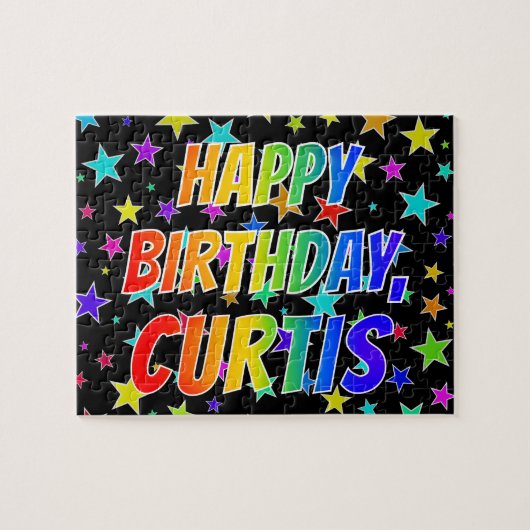 Puzzle "CURTIS" Prénom, Amusant "HEUREUX ANNIVERSAIRE" (Horizontal)