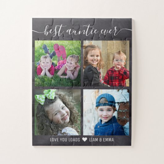 Puzzle Custom 4 Photo Collage Chalkboard Best Aunt Ever (Vertical)