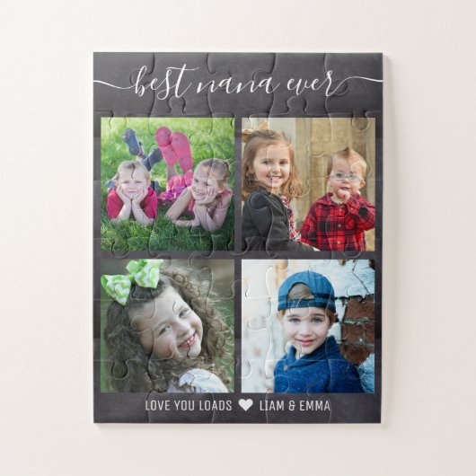 Puzzle Custom 4 Photo Collage Chalkboard Best Nana Ever (Vertical)