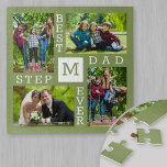 Puzzle Custom 4 Photo Collage Vert Meilleur Stepdad Jamai<br><div class="desc">Custom Photo Collage puzzle puzzle pour le meilleur StepDad Ever. Le modèle est configuré pour vous permettre d'ajouter 4 de vos photos préférées et initiales. Un grand cadeau pour la Fête des pères, l'anniversaire ou comme gardien d'un événement ou d'une réalisation personnelle. Le design a une palette de couleurs naturelles...</div>