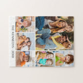 Puzzle Custom 6 Photo Collage Family Name Simple White (Horizontal)