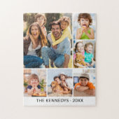 Puzzle Custom 6 Photo Collage Family Name Simple White (Vertical)