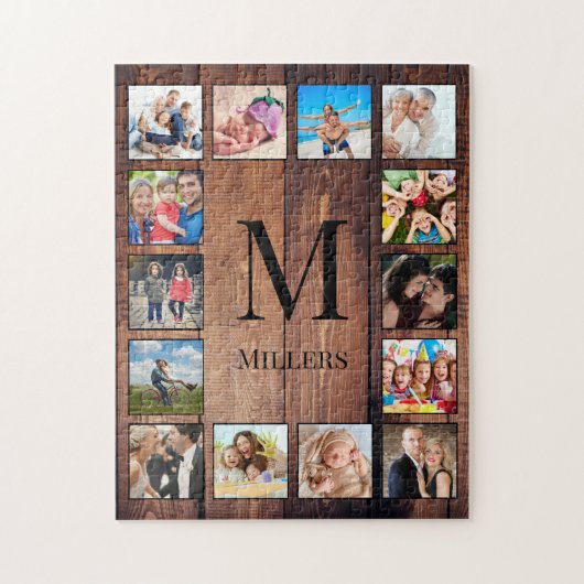 Puzzle Custom Family Photo Collage Reclaimed Wood (Vertical)