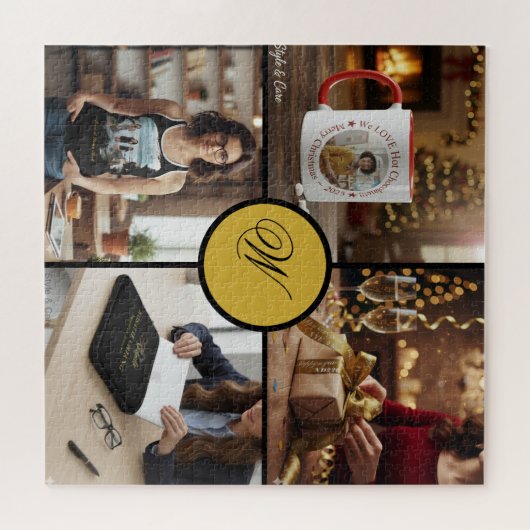 Puzzle Custom Four Photo Monogram Design Perfect (Horizontal)