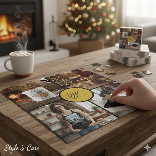 Puzzle Custom Four Photo Monogram Design Perfect