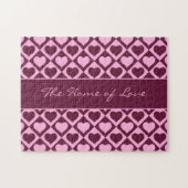 Puzzle Custom Heart Checkerboard Pattern Bordeaux Pink -  (Horizontal)