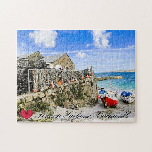 Puzzle Custom Heart Sennen Bateaux du port Cornwall Photo (Horizontal)