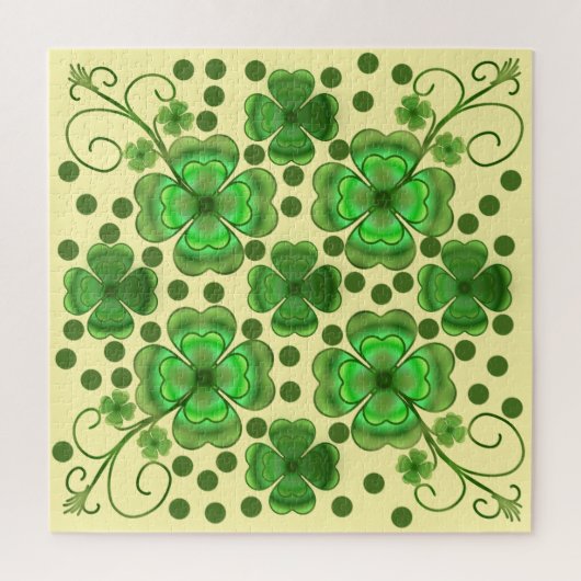 Puzzle Custom Metallic Green Clover & Swirl Pattern  (Vertical)