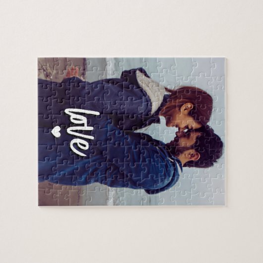 Puzzle Custom Modern Photo Love Script Couple (Horizontal)