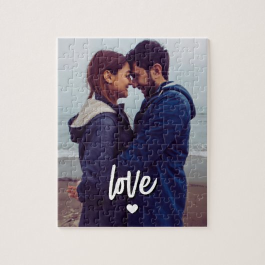 Puzzle Custom Modern Photo Love Script Couple (Vertical)