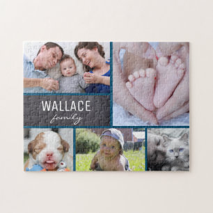 Puzzle CUstom Multi photo avec nom de famille photo
