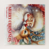 Puzzle Custom Name Santa Rudolph Christmas Jigsaw Kids (Horizontal)