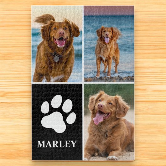 Puzzle Custom Pet Dog Paw Print 3 Cute Photo Collage