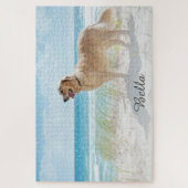 Puzzle Custom Pet Dog Photo and Script Font Name (Vertical)