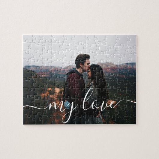 Puzzle Custom Photo Couple Romantic Script Keepsake (Horizontal)
