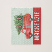 Puzzle Custom Red Fire Christmas Tree Truck Firefighter (Vertical)