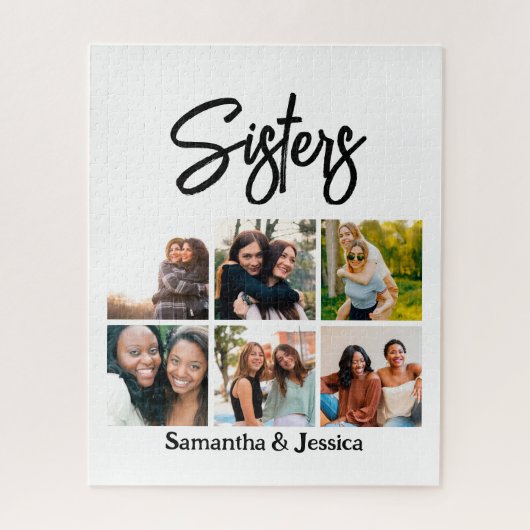 Puzzle Custom Sisters Script 6 Photo Collage (Vertical)