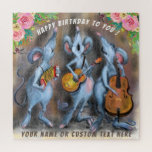 Puzzle Custom Text<br><div class="desc">Funny Mouse Band - Cartoon Animal Painting Birthday Music Text - choose / Add Your Unique Text / Font / Color - Make Your Unique Gift - Resize and move or remove element with customization tool ! Happy Birthday to You - Painting and Design by MIGNED. Donc vous pouvez transférer...</div>