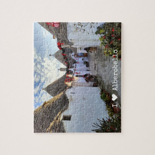 Puzzle Custom text, street with trullis in Alberobello, (Vertical)