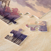 Puzzle Custom Text Watercolor Eiffel Tower Sunset Travel (Côté)