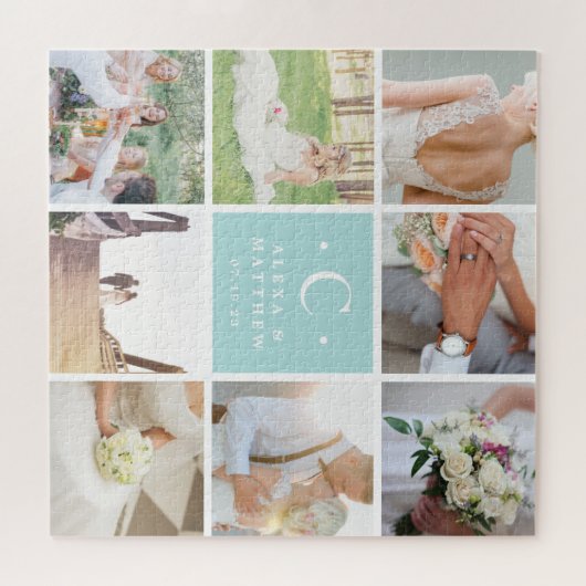 Puzzle Custom Wedding Monogram Photo Collage (Horizontal)
