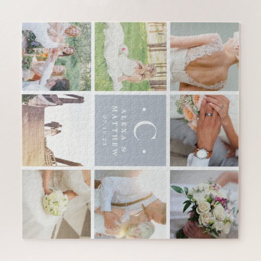 Puzzle Custom Wedding Monogram Photo Collage (Horizontal)