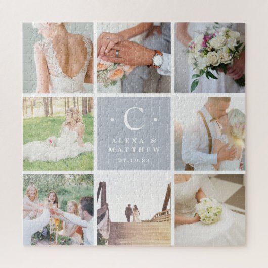 Puzzle Custom Wedding Monogram Photo Collage (Vertical)