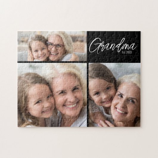 Puzzle Customizable Grandma Established Year 3 Photo (Horizontal)