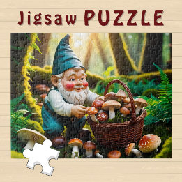 Puzzle Cute adorable Gnome cueillant des Champignons en F