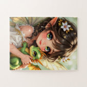 Puzzle Cute Anime Fairy and Chibi Dragon (Horizontal)