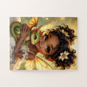 Puzzle Cute Anime Fairy Girl and Chibi Dragon (Horizontal)