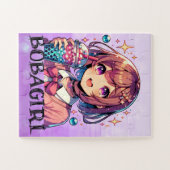 Puzzle Cute Anime Girl Holding Bubble Tea Personnalisé (Horizontal)