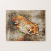Puzzle Cute Aquarelle personnalisée Fox Art (Horizontal)
