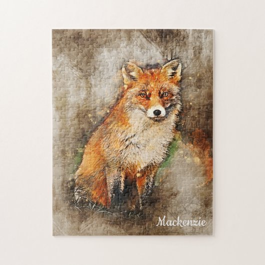Puzzle Cute Aquarelle personnalisée Fox Art (Vertical)