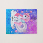 Puzzle Cute aquarelle Rainbow Unicorn Personnalisé (Horizontal)
