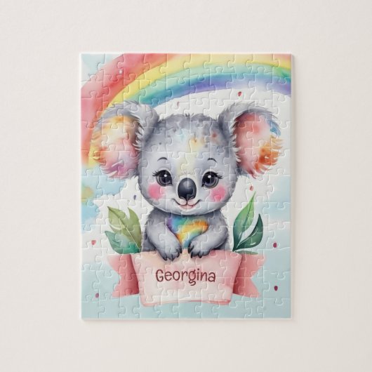 Puzzle Cute arc-en-ciel Koala Enfants personnalisés (Vertical)