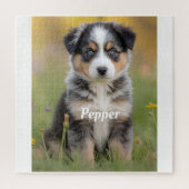Puzzle Cute Australian Shepherd Personalized (Vertical)