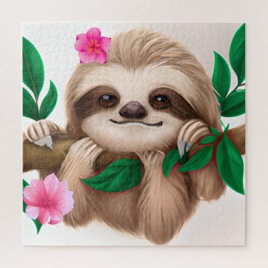 Puzzle Cute Baby Sloth Hanging in a Tree (Vertical)