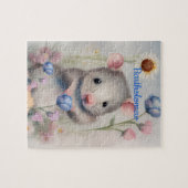Puzzle Cute Bébé Souris Pastel Aquarelle Fleurs de printe (Horizontal)