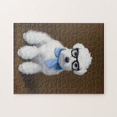 Puzzle Cute Bichon Frisé portant des lunettes (Horizontal)