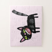 Puzzle Cute Black Scruffy Cartoon Kitten Chat (Vertical)
