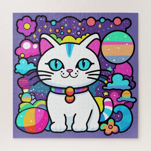 Puzzle Cute blanc Cosmique Espace Kitty Chat (Vertical)
