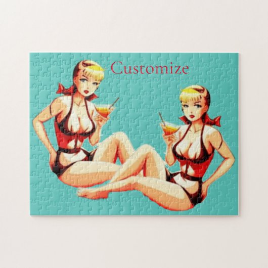 Puzzle Cute Blonde Martini Bikini Girl Thunder_Cove (Horizontal)