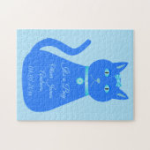 Puzzle Cute Blue Baby Boy Chat Faire-part de naissance pe (Horizontal)