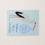 Puzzle Cute Blue Baby Boy Stork Custom (Horizontal)