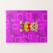 Puzzle Cute Bowtie Teddy Bear Pink Geometric (Horizontal)