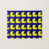 Puzzle Cute Bright Yellow Rubber Ducky Motif sur Bleu (Horizontal)