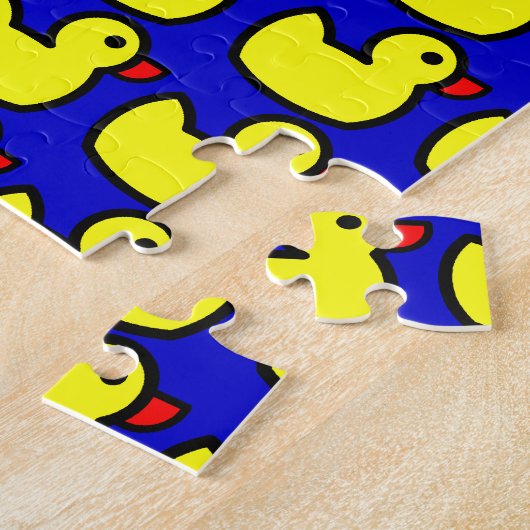 Puzzle Cute Bright Yellow Rubber Ducky Motif sur Bleu (Côté)