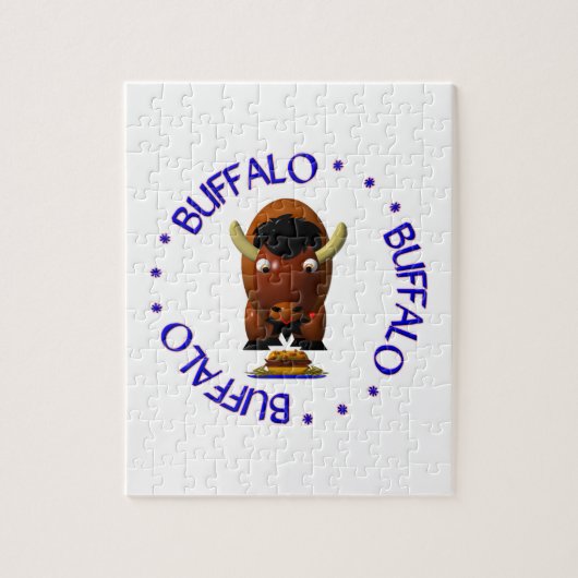 Puzzle Cute Buffalo with Beef on Weck and Buffalo Wings (Vertical)