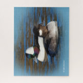 Puzzle Cute Bufflehead Canards Lovebirds à Winter Pond (Vertical)